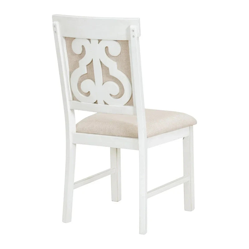 Vintage White 5-Piece Wooden Dining Set with Extendable Table and 4 Chairs