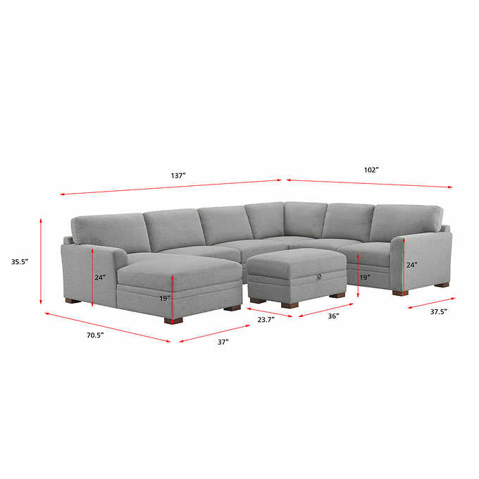 Thomasville Langdon Fabric Sectional with Storage Ottoman