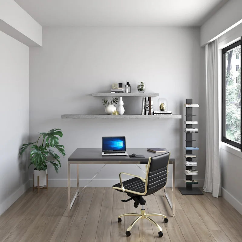 Swivel Office Chair with Upholstered Seat Armrests and Rolling Base