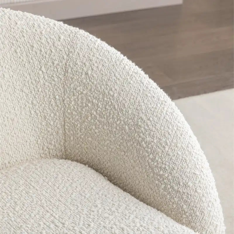 Swivel Base Barrel Chair with Boucle Upholstery - 31-Inch