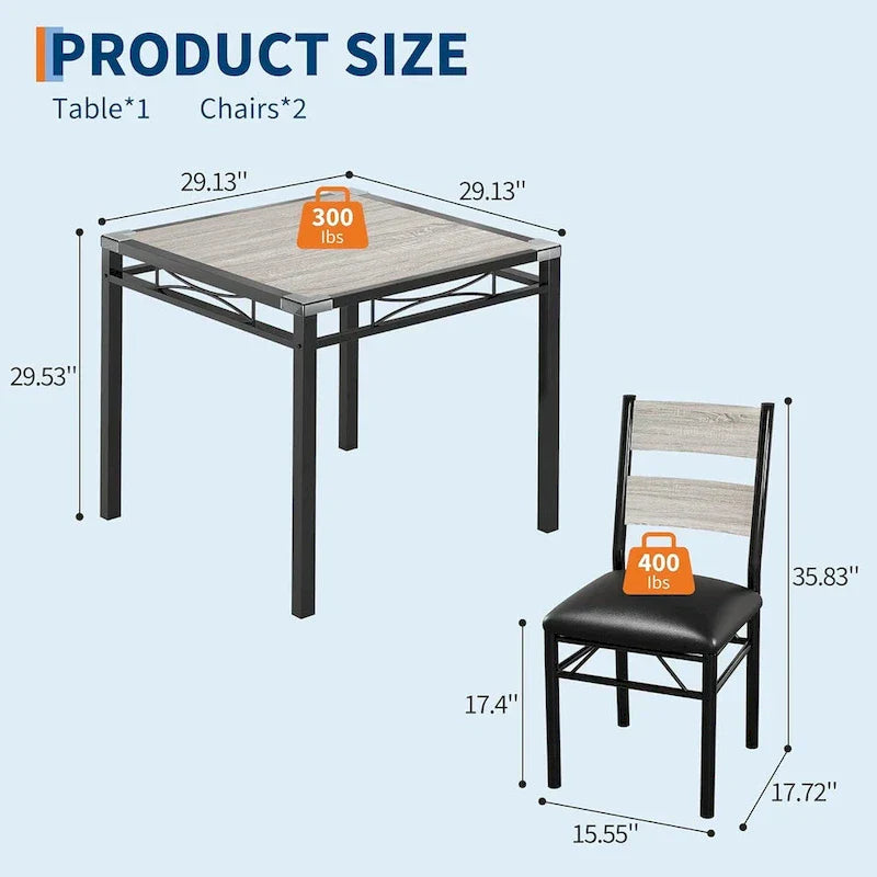 Wooden Dining Table Set with Upholstered Chairs for Kitchen