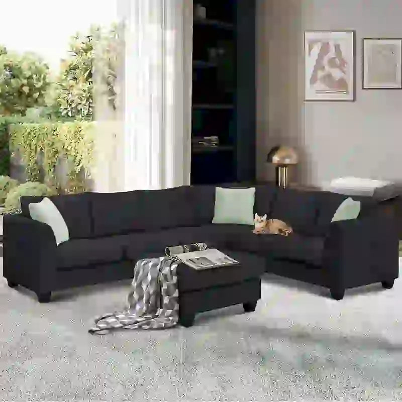 Versatile Reversible Sectional Sofa with Ottoman - Flexible Combination Module