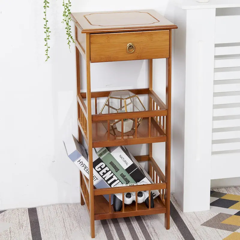 Wooden End Table with Storage Compartment