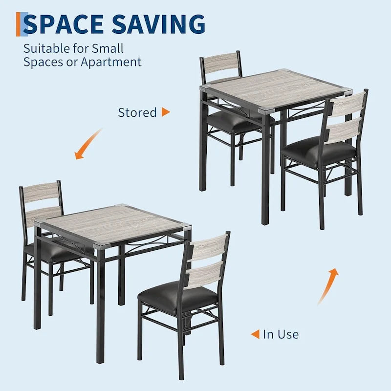 Wooden Dining Table Set with Upholstered Chairs for Kitchen