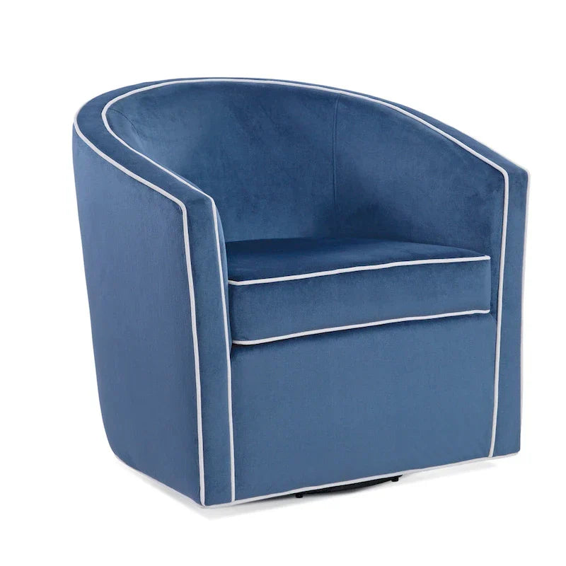 Swivel Barrel Accent Chair with Velvet Upholstery and Removable Cushion