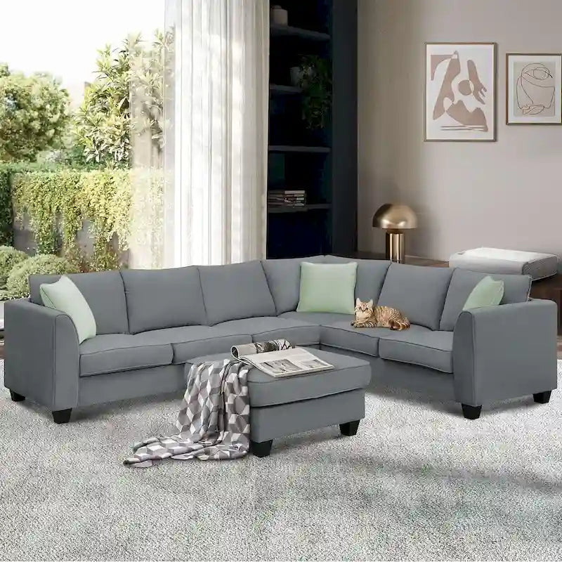 Versatile Reversible Sectional Sofa with Ottoman - Flexible Combination Module