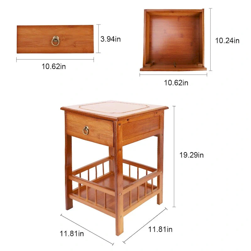 Wooden End Table with Storage Compartment