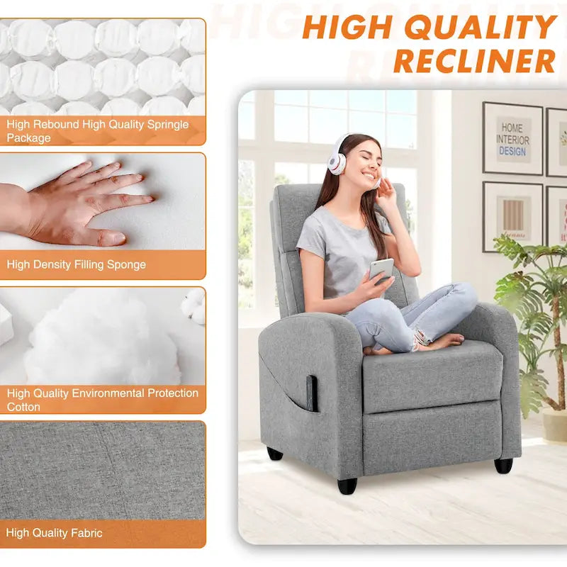 Versatile Recliner Chair with 8 Massage Settings and Lumbar Support for Ultimate Relaxation and Home Theater Experience