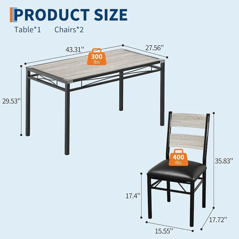 Wooden Dining Table Set with Upholstered Chairs for Kitchen