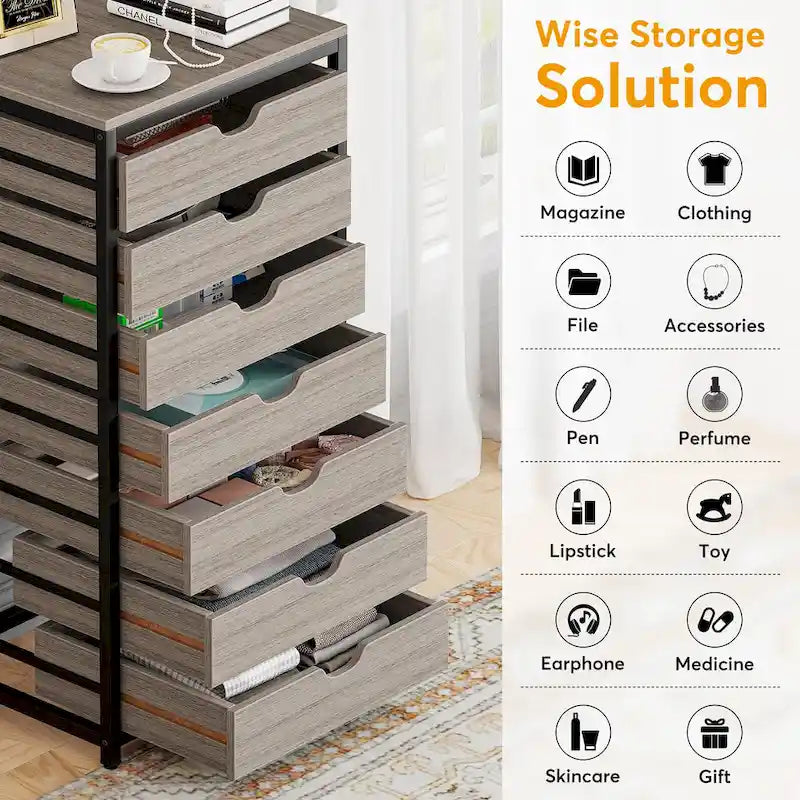 Wooden Storage Cabinet Organizer with 5 and 7 Drawer Options