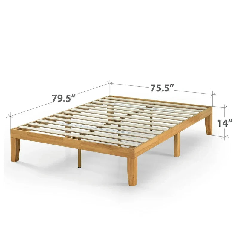 Zinus Priage 14-Inch Solid Wood Platform Bed in Natural Finish